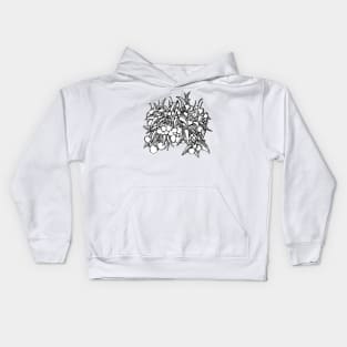 Pen & Ink Black & White Big Bunch of Cherries & Flowers Kids Hoodie